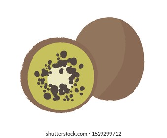 Vector illustration of a kiwi with a half on a white background. Exotic item for design in flat style.