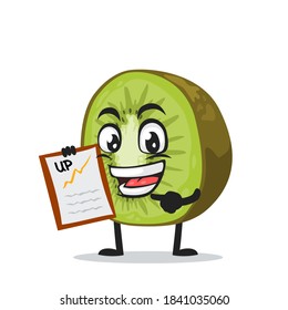 vector illustration of kiwi mascot or character presentation with clipboard