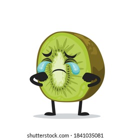 vector illustration of kiwi mascot or character crying