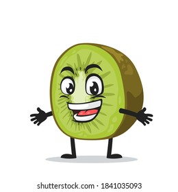 vector illustration of kiwi mascot or character open hand