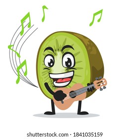 vector illustration of kiwi mascot or character playing guitar