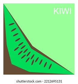 Vector illustration. Kiwi on green background. Card