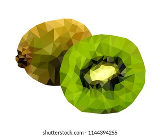 Vector illustration kiwi, polygonal kiwi, low poly