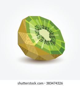 Vector illustration of kiwi in polygonal technique for your design.