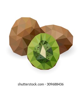 Vector illustration of a kiwi rendered in a geometric style