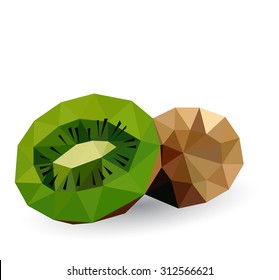 Vector illustration of a kiwi rendered in a geometric style