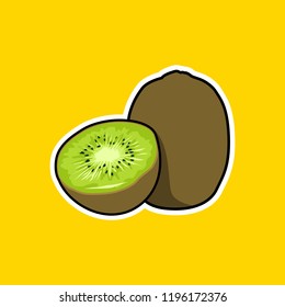 Vector illustration of Kiwi. Sticker Kiwi. Fruits