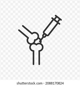Vektorgrafik des Knieinjektionssymbols auf dunklem und transparentem Hintergrund (png).