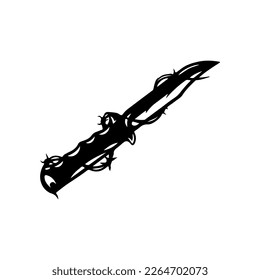  vector illustration of a knife with barbed wire