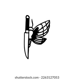 vector illustration of knife with butterfly