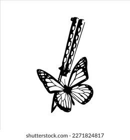 ilustración vectorial del cuchillo con mariposa