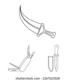 Vector illustration of knife and cut icon. Set of knife and flat vector icon for stock.