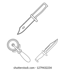 Vector illustration of knife and cut icon. Collection of knife and flat stock vector illustration.