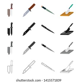Vector illustration of knife and cut icon. Collection of knife and flat vector icon for stock.