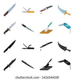 Vector illustration of knife and cut logo. Set of knife and flat stock vector illustration.