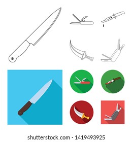 Vector illustration of knife and cut logo. Collection of knife and flat stock vector illustration.