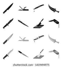 Vector illustration of knife and cut logo. Collection of knife and flat stock vector illustration.