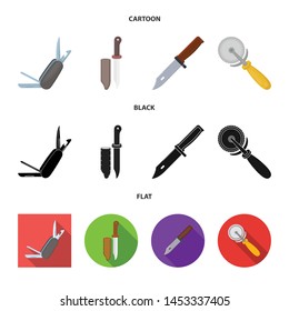 Vector illustration of knife and cut logo. Set of knife and flat stock vector illustration.