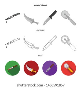 Vector illustration of knife and cut logo. Collection of knife and flat stock vector illustration.