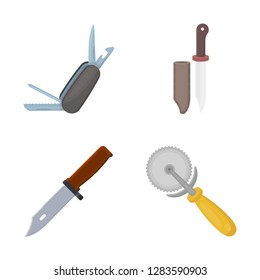 Vector illustration of knife and cut sign. Collection of knife and flat stock vector illustration.