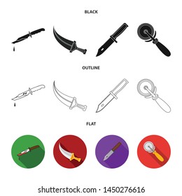 Vector illustration of knife and cut sign. Set of knife and flat vector icon for stock.