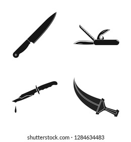 Vector illustration of knife and cut symbol. Collection of knife and flat stock vector illustration.