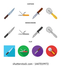 Vector illustration of knife and cut symbol. Set of knife and flat vector icon for stock.