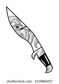 Vector illustration of knife or dagger with graphic design