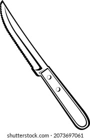 Ilustración vectorial de un cuchillo dibujado en blanco y negro