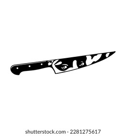 vector illustration of a knife with a face silhouette