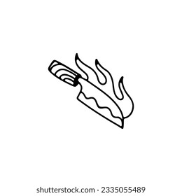 vector illustration of a knife with fire