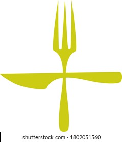 Vector illustration of a knife and fork. Eating food symbol