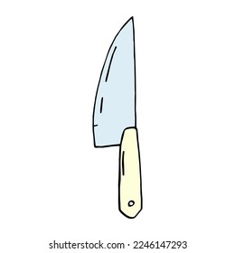 Ilustración vectorial del cuchillo aislado en un fondo blanco. Estilo Doodle