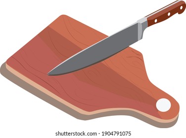  vector illustration of knife on cutting board