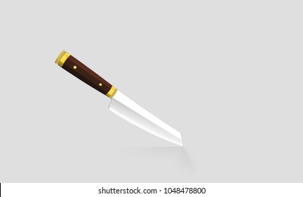 Vector illustration of Knife on a gray background.