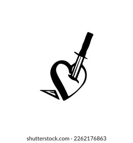 vector illustration of knife piercing heart