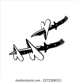 vector illustration of knife piercing heart concept