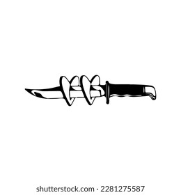 vector illustration of knife piercing heart concept