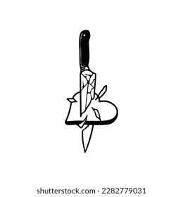 vector illustration of knife piercing heart