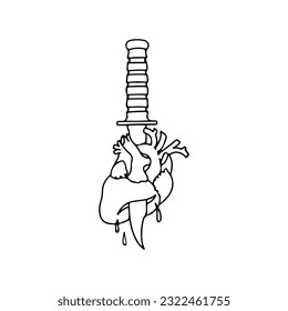 vector illustration of a knife piercing the heart