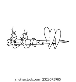 vector illustration of knife piercing heart concept