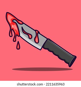 Ilustración vectorial de cuchillo y salsa roja para la decoración de halloween