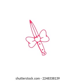 vector illustration of knife with ribbon