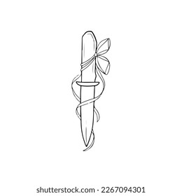 vector illustration of knife with ribbon