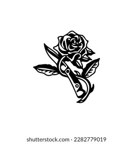 vector illustration of a knife with a rose