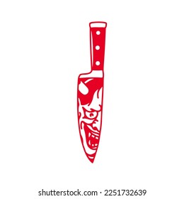  vector illustration of knife with samurai