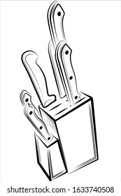 Vector illustration - Knife Set on a white background.