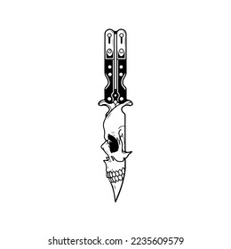 vector illustration of knife and skull