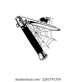 vector illustration of knife with spider concept