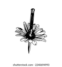 ilustración vectorial de un cuchillo apuñalando una flor